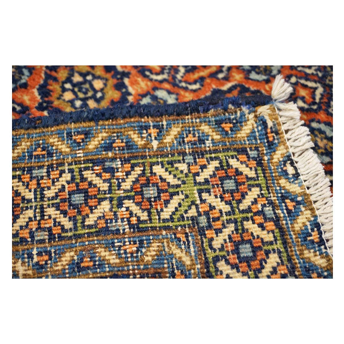 Antique Persian Bakshaish Wool 2x4 Navy, Rust & Ivory Handmade Throw Rug  #1144768