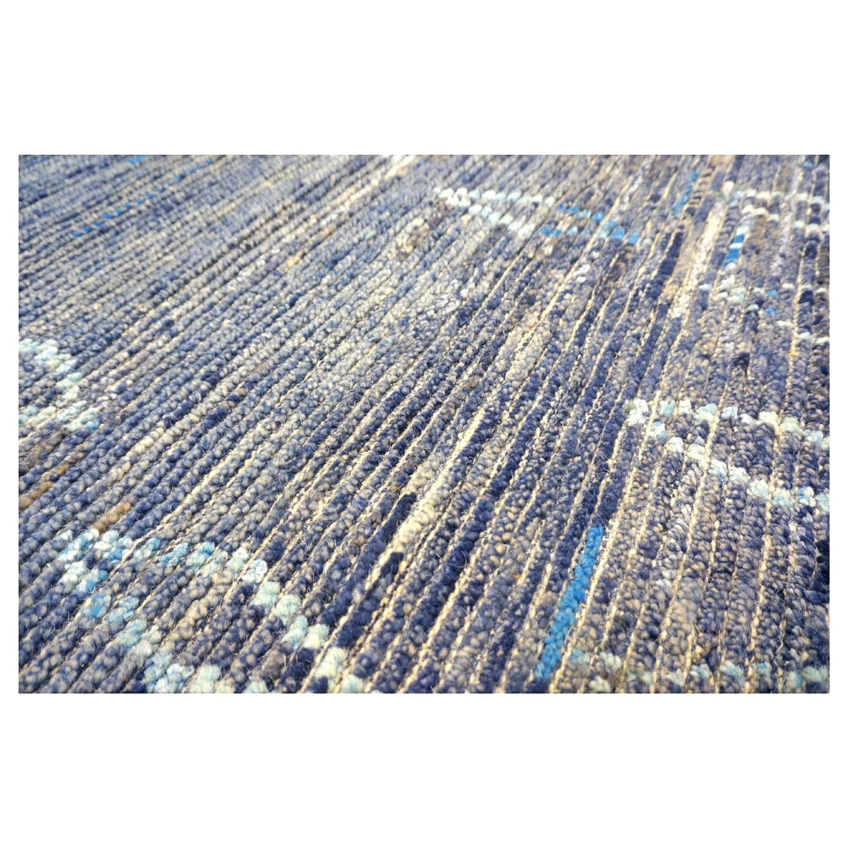 Afghan Tribal Mid-Modern Wool 12x17 Navy & Ivory Handmade Area Rug #1144791