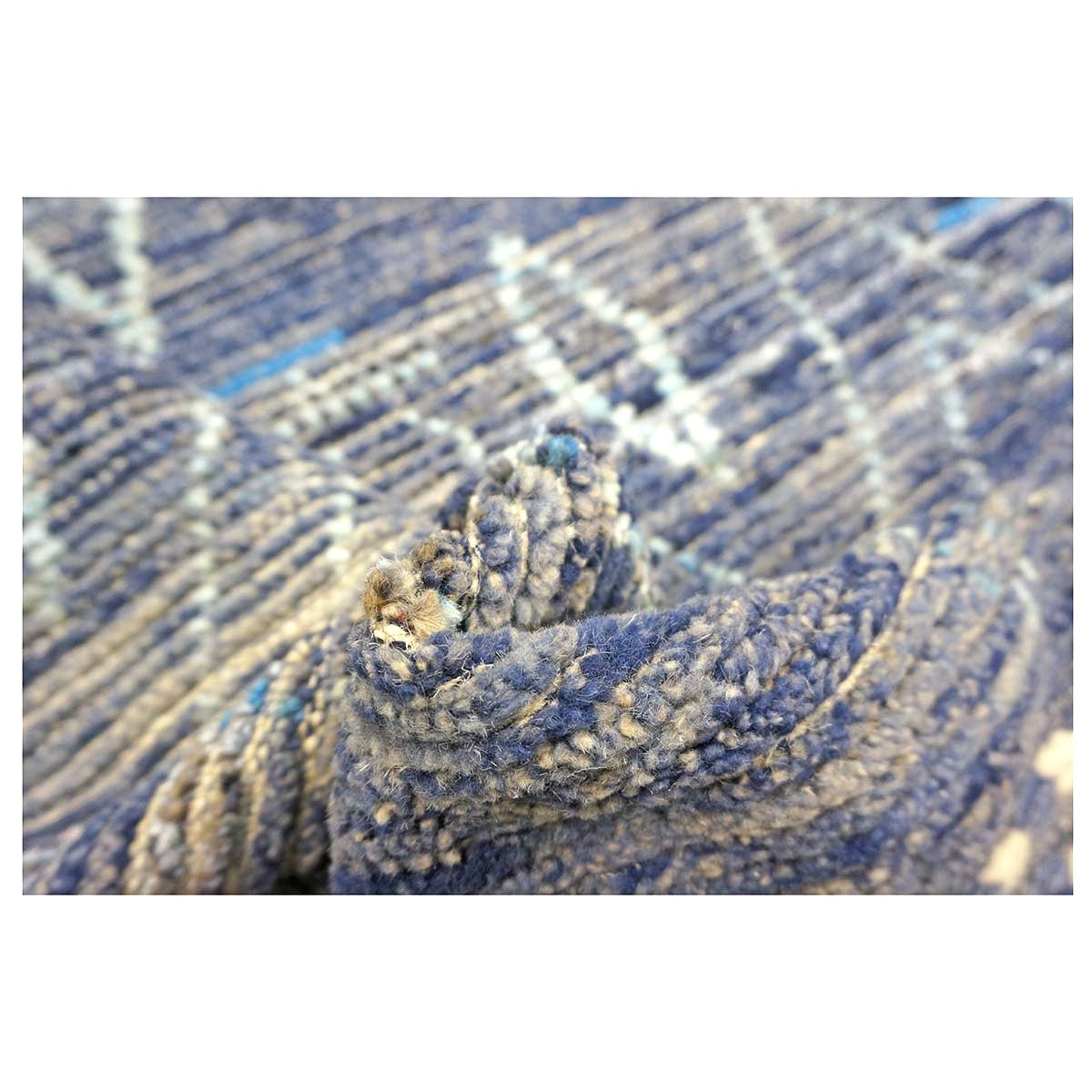 Afghan Tribal Mid-Modern Wool 12x17 Navy & Ivory Handmade Area Rug #1144791