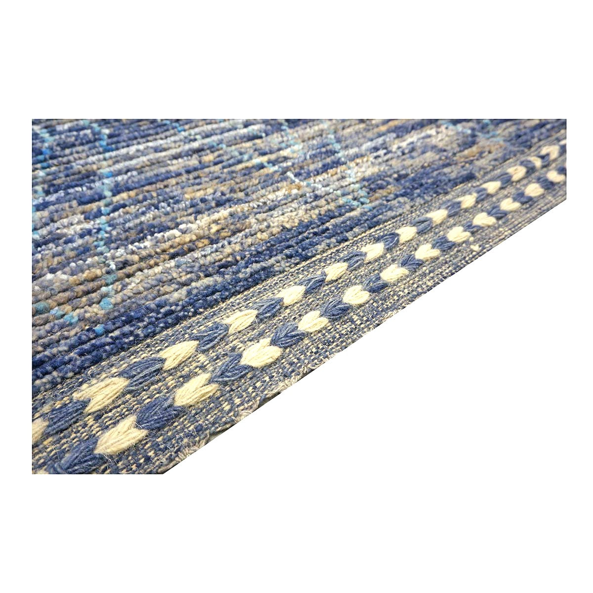 Afghan Tribal Mid-Modern Wool 12x17 Navy & Ivory Handmade Area Rug #1144791