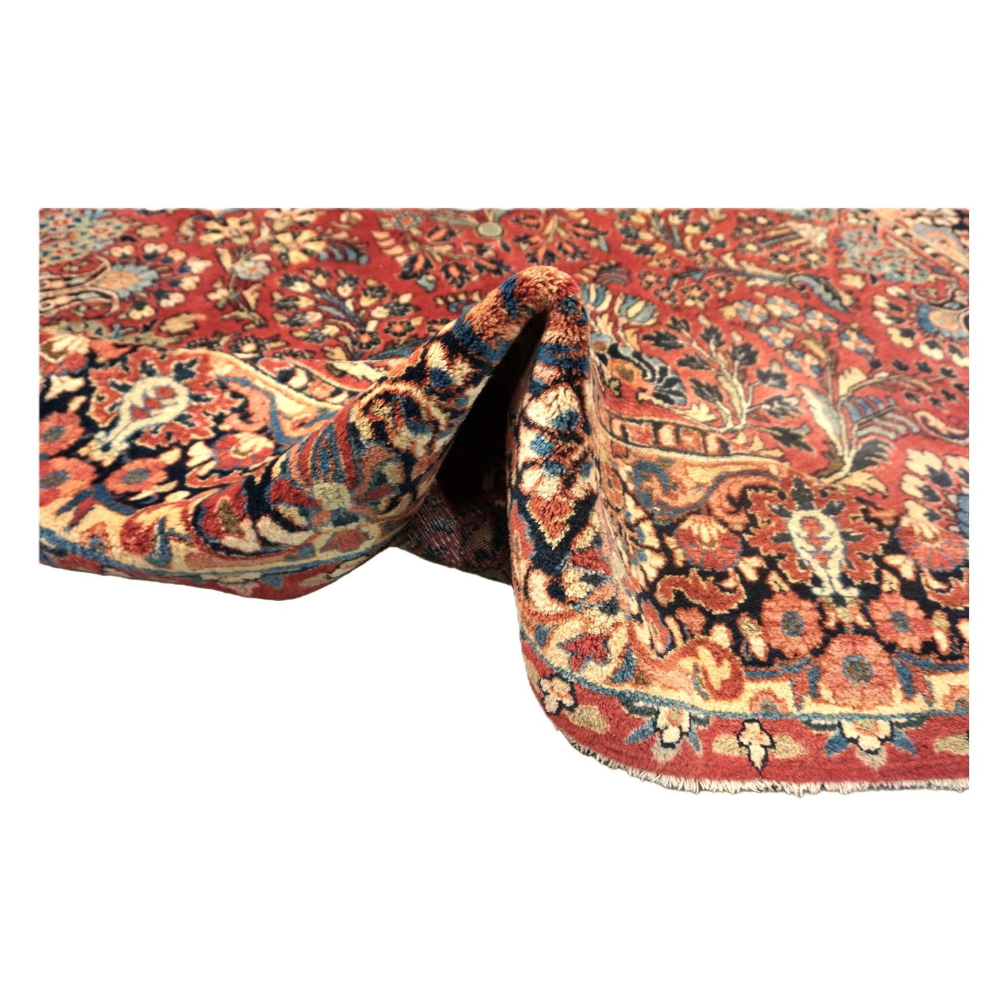 Antique Persian Sarouk Wool 6x12 Red & Navy Handmade Gallery Rug #9900628