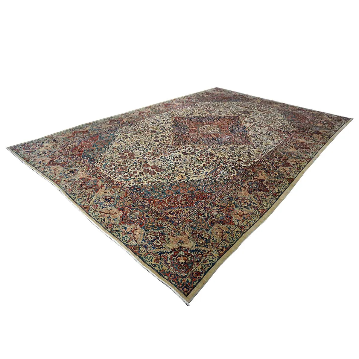 Antique Persian Sarouk Mahajaran 12x19 Ivory, Navy, & Red Oversized Area Rug #1144059 image 6