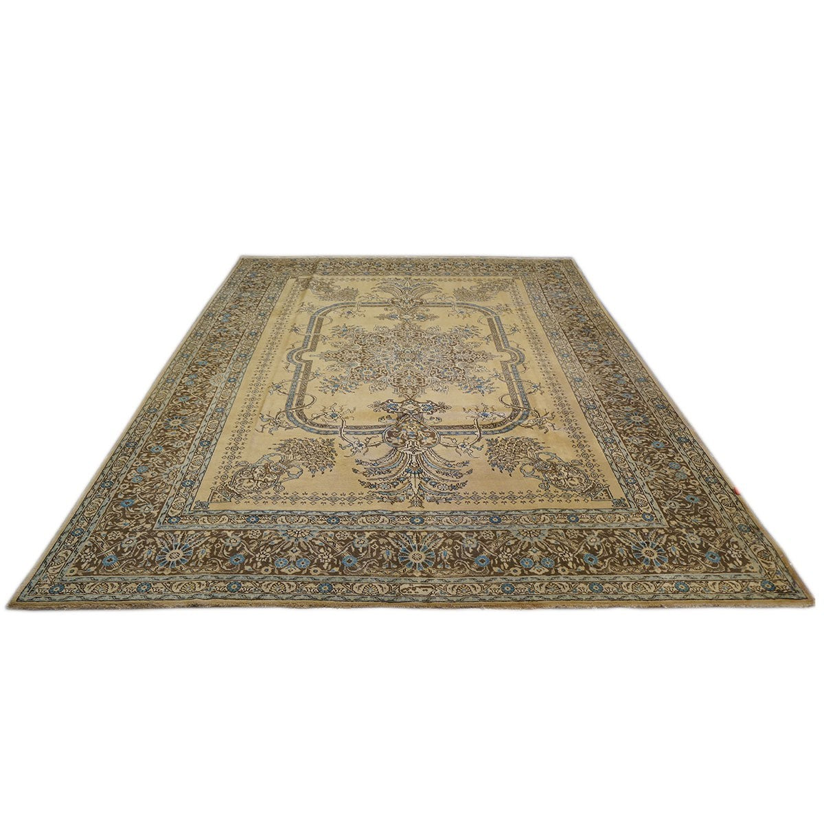 Vinatge Persian Tabriz 9X12 Tan Area Rug #9902951 image 1