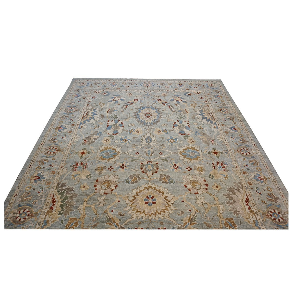 Sultanabad 9X12 Slate, Ivory, Blue, Red Handmade Area Rug #1143280 image 4