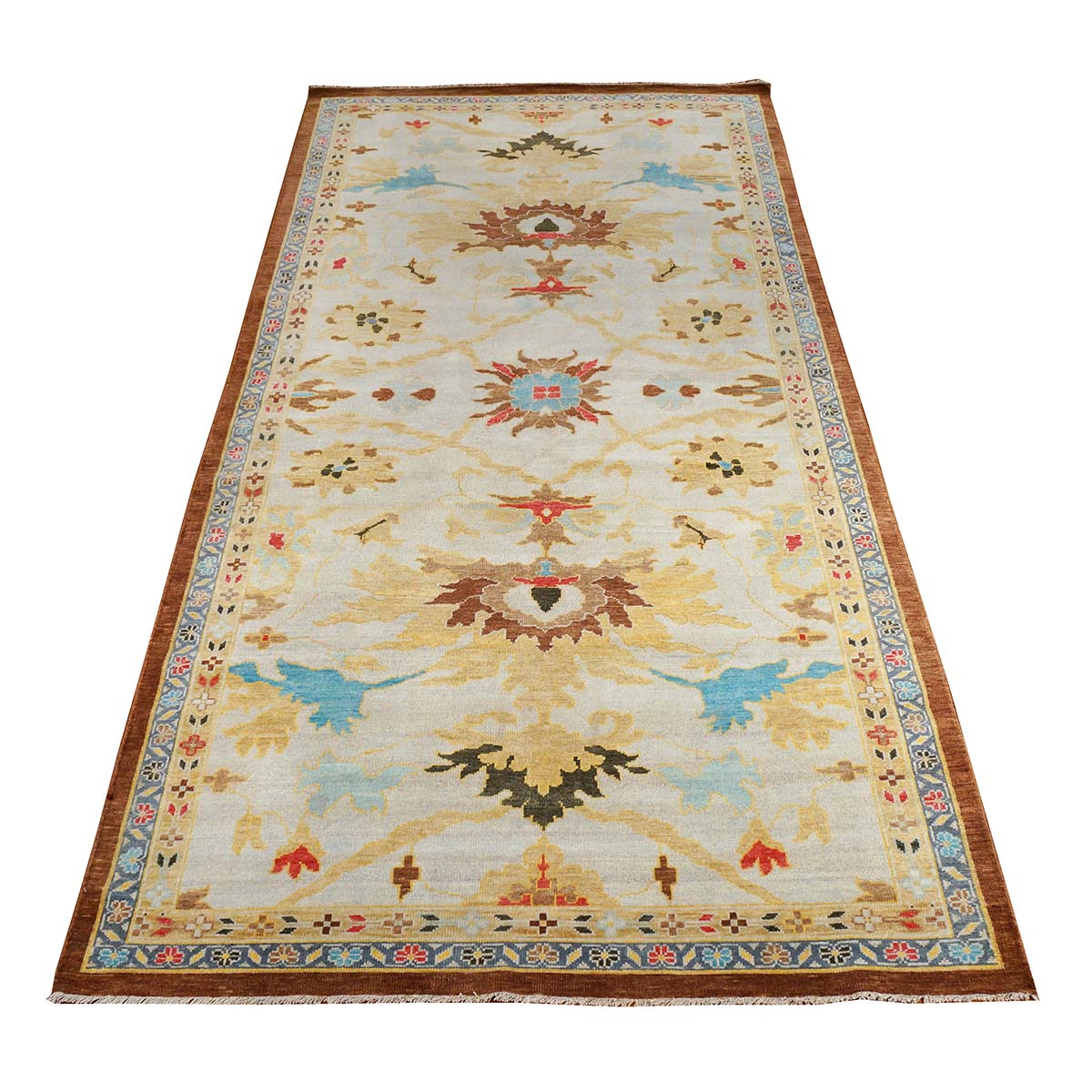 21st Century Persian Sultanabad 5x10 Light Grey & Yellow Area Rug #1143358 image 1