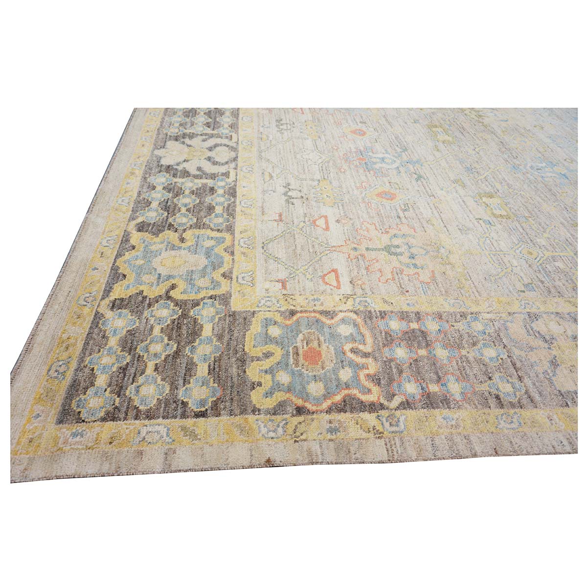 21st Century Turkish Oushak 10X14 Ivory, Slate Blue& Khaki Handmade Area Rug #1144095 image 4