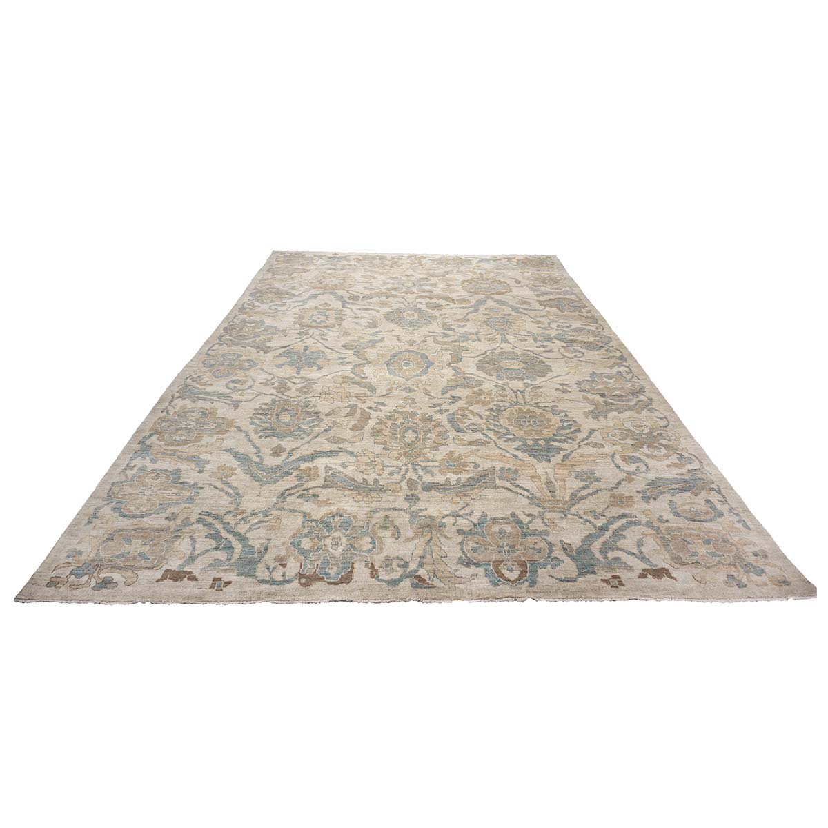 21st Century Persian Sultanabad 10x14 Ivory, Tan & Blue Handmade Area Rug #1141086 image 3