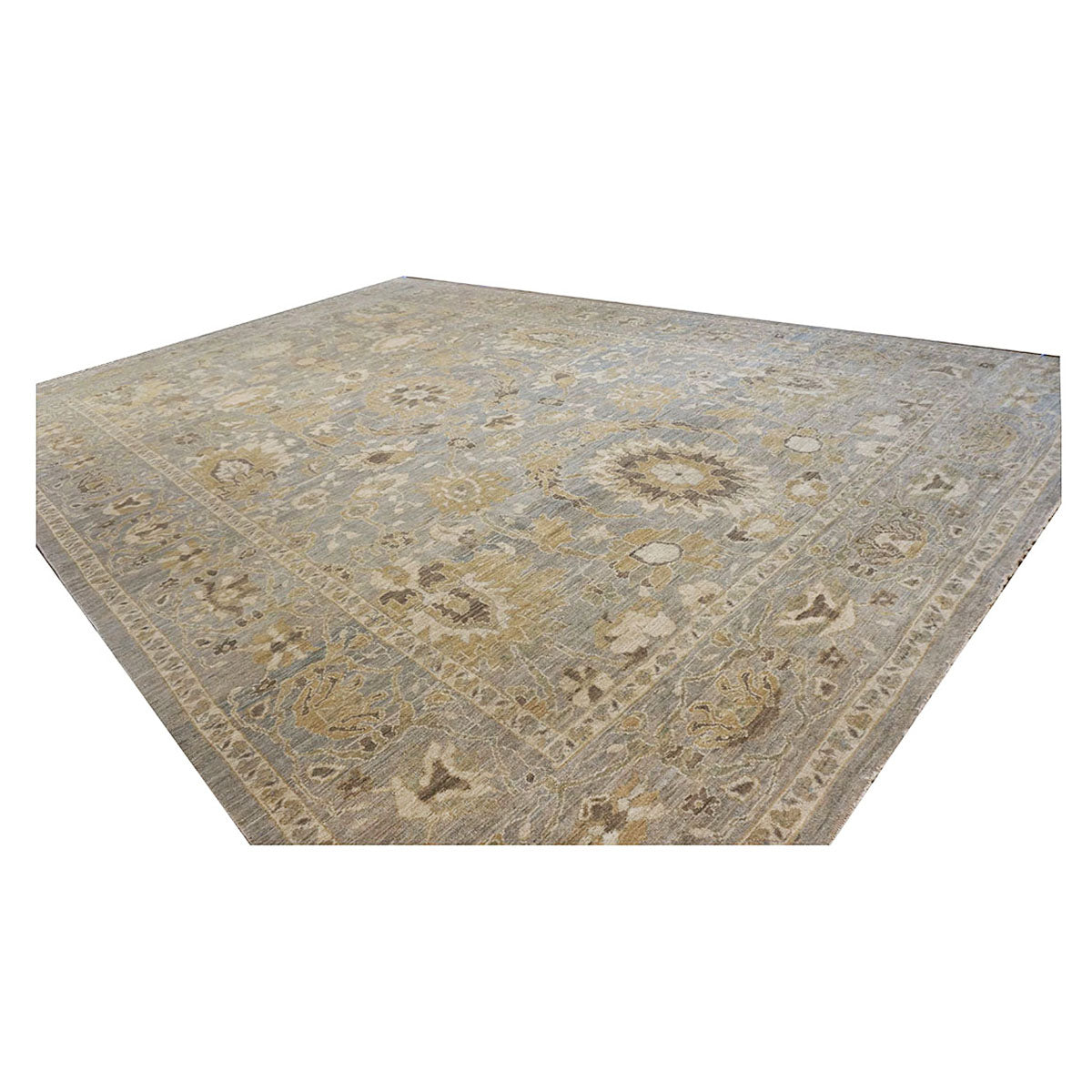 Oversized Persian Sultanabad Master 12x18 Blue, Grey, & Tan Handmade Area Rug #1143042 image 11