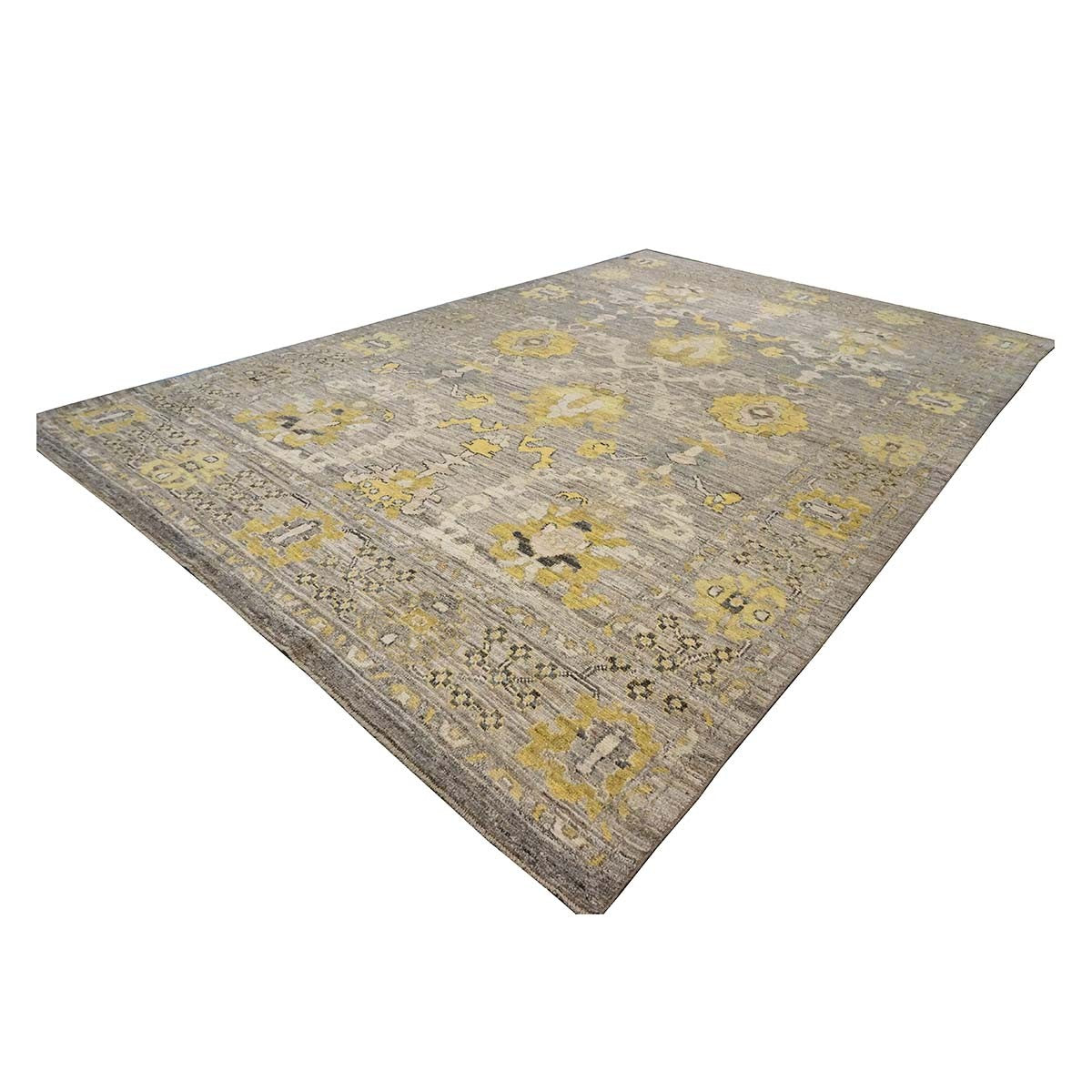 21st Century Turkish Oushak 9X13 Gold, Ivory & Gray Handmade Runner Rug #1144083 image 3