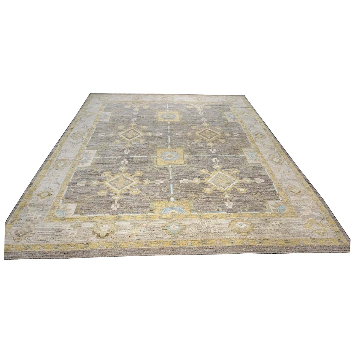 Turkish Oushak 10x13 Taupe, Ivory, & Yellow Handmade Area Rug #1144067 image 1