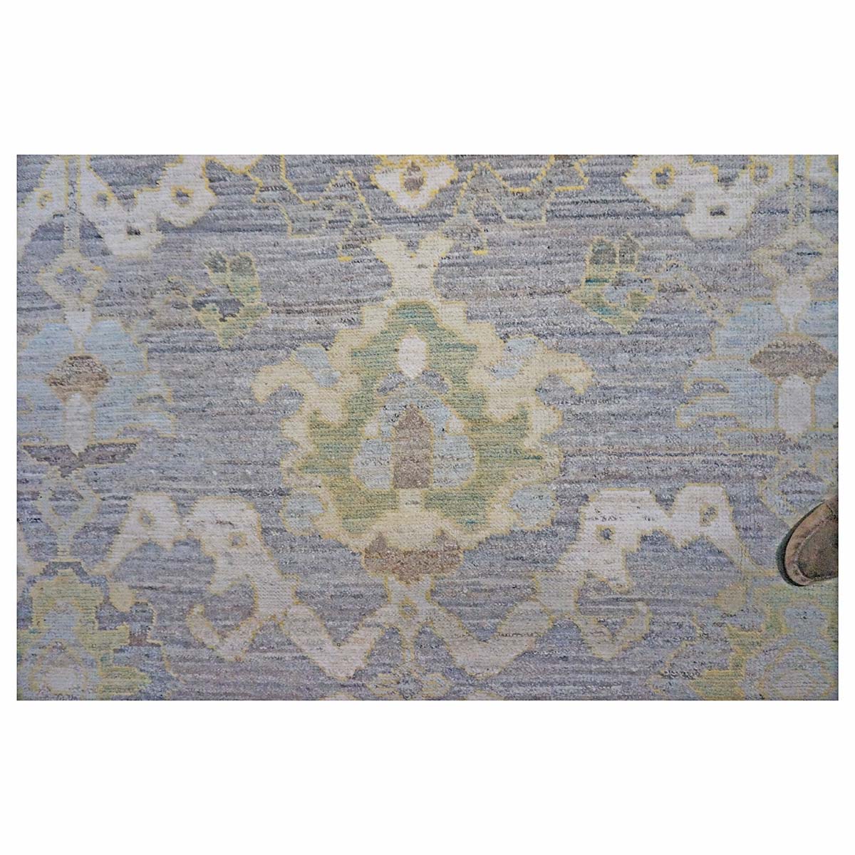 21st Century Turkish Oushak 9X13 Gold, Ivory & Slate Blue Handmade Area Rug image 7