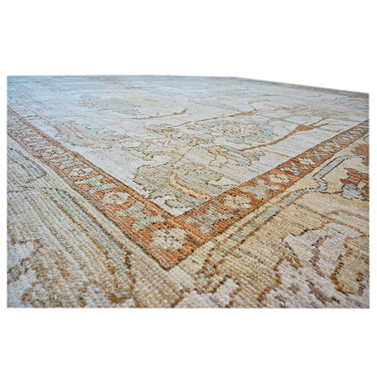 Turkish Oushak 13x18 Ivory, Tan, & Rust Handmade Area Rug #1140073 image 7