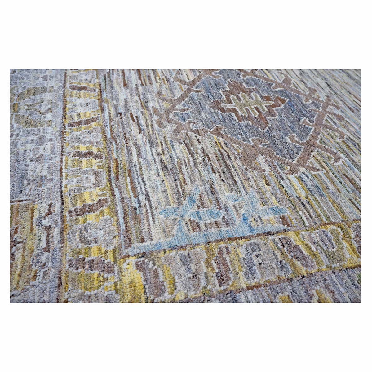 21st Century Turkish Oushak 11X15 Gold, Gray& Slate Blue Handmade Area Rug #1144128 image 8