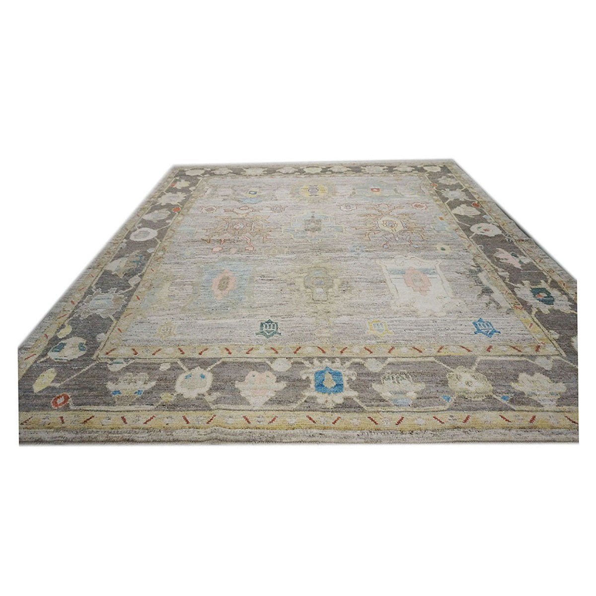 21st Century Turkish Oushak 10X11 Gold, Ivory & Charcoal Handmade Runner Rug #1144083 image 5
