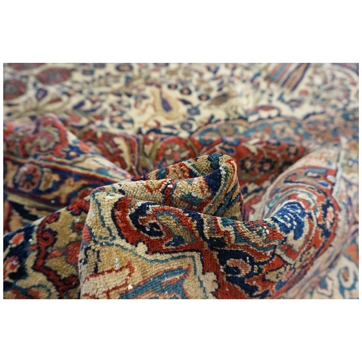 Antique Persian Sarouk Mahajaran 12x19 Ivory, Navy, & Red Oversized Area Rug #1144059 image 14