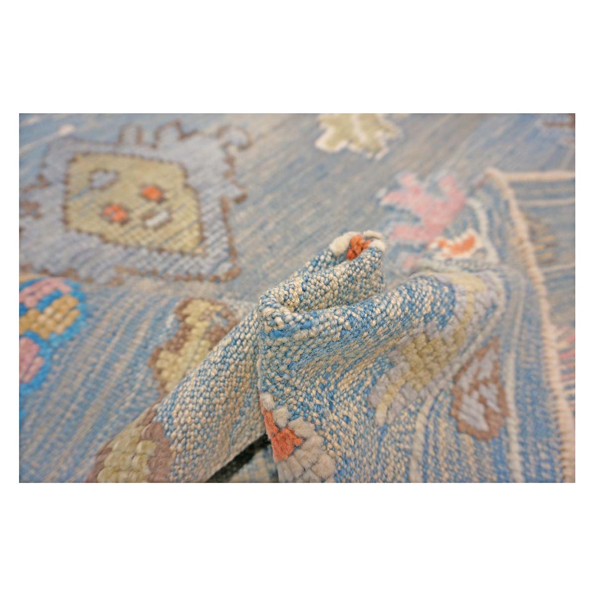 21st Century Turkish Oushak 9x12 Gray, Orange & Slate Blue Handmade Runner Rug #A.C.201 image 9