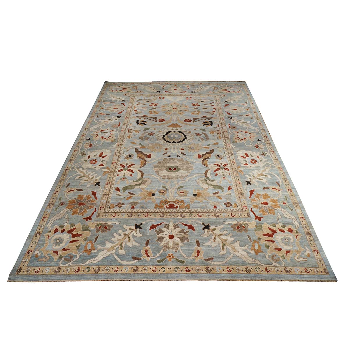 21st Century Sultanabad 9x13 Slate & Tan Handmade Area Rug #1143361 image 1