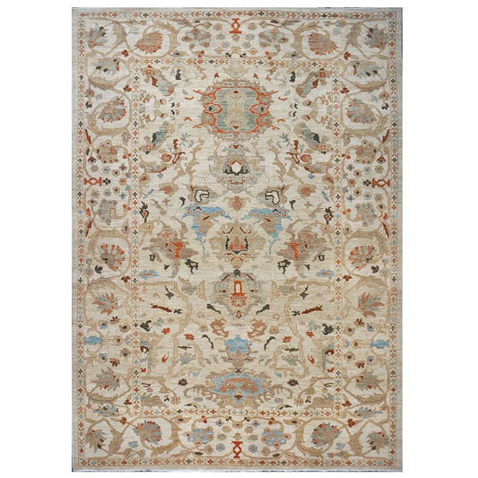 Persian Sultanabad 10x14 Ivory & Tan Area Rug #1142046 image 0