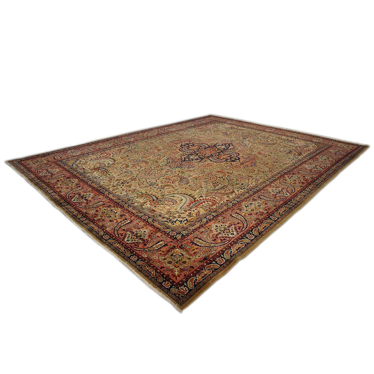 Antique Persian Tabriz Pahlavi 10x13 Taupe, Salmon, & Navy Area Rug #9902222 image 2