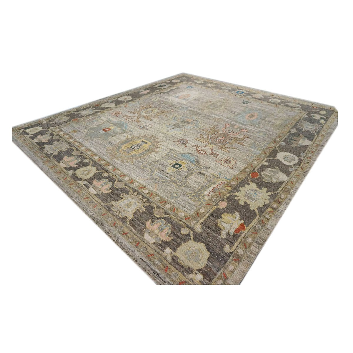 21st Century Turkish Oushak 10X11 Gold, Ivory & Charcoal Handmade Runner Rug #1144083 image 4