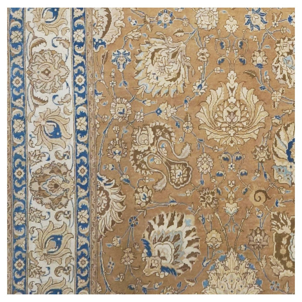 Antique 1940s Persian Tabriz 11x15 Brown, Tan, & Blue Handmade Area Rug #9902886 image 6