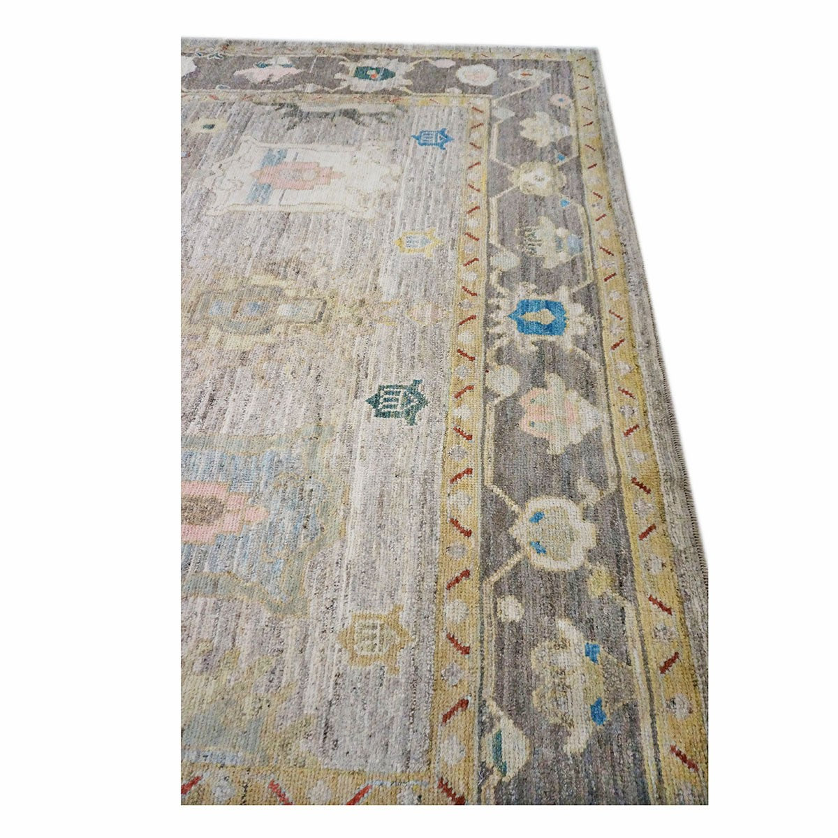 21st Century Turkish Oushak 10X11 Gold, Ivory & Charcoal Handmade Runner Rug #1144083 image 6