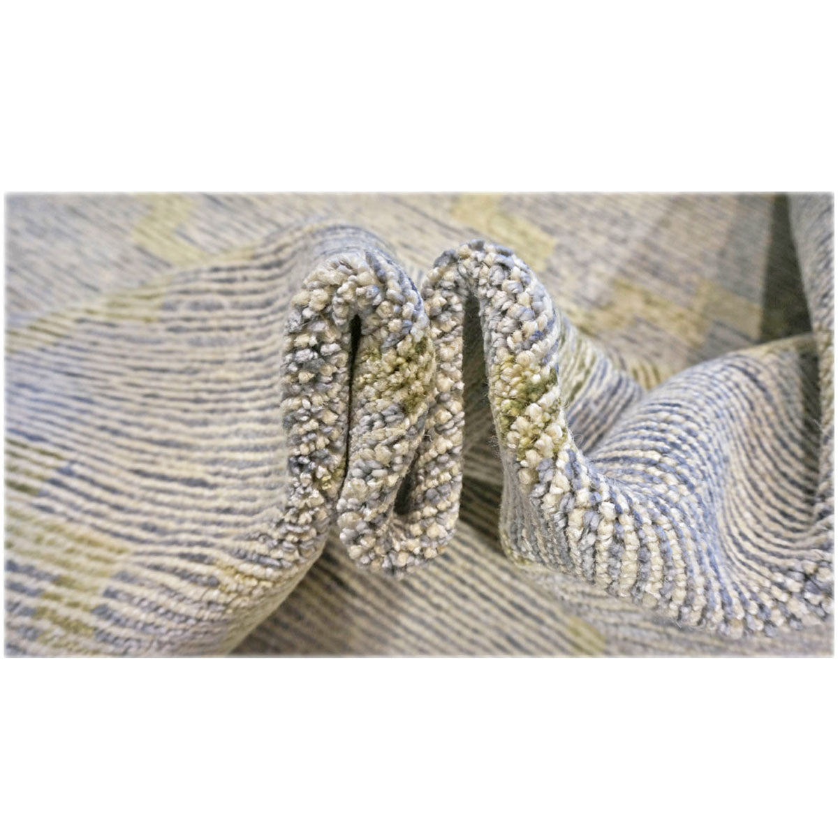 Nepalese Modern Wool & Silk 10X14 Slate Blue & Light Green Handmade Area Rug #1143599 image 13