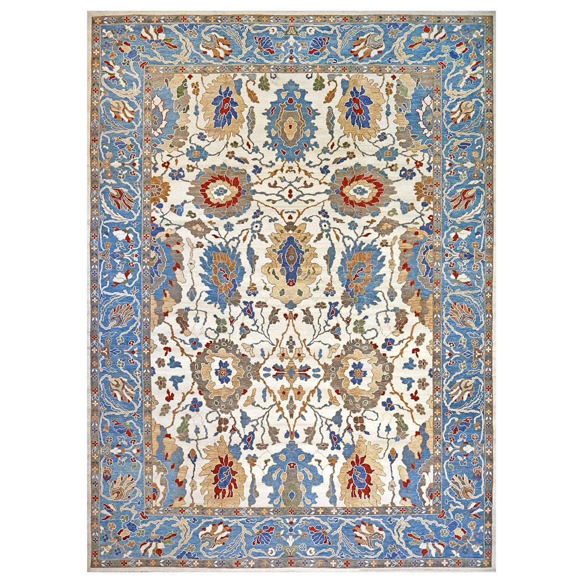 21st Century Persian Sultanabad 10x14 Blue & Ivory Handmade Area Rug #1143356 image 0