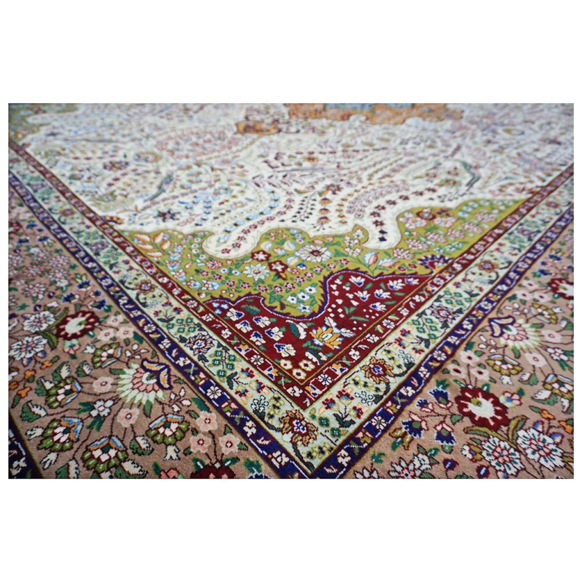 Antique 1930s Persian Tabriz Pahlavi 10X13 Ivory & Taupe Area Rug #9902869 image 7