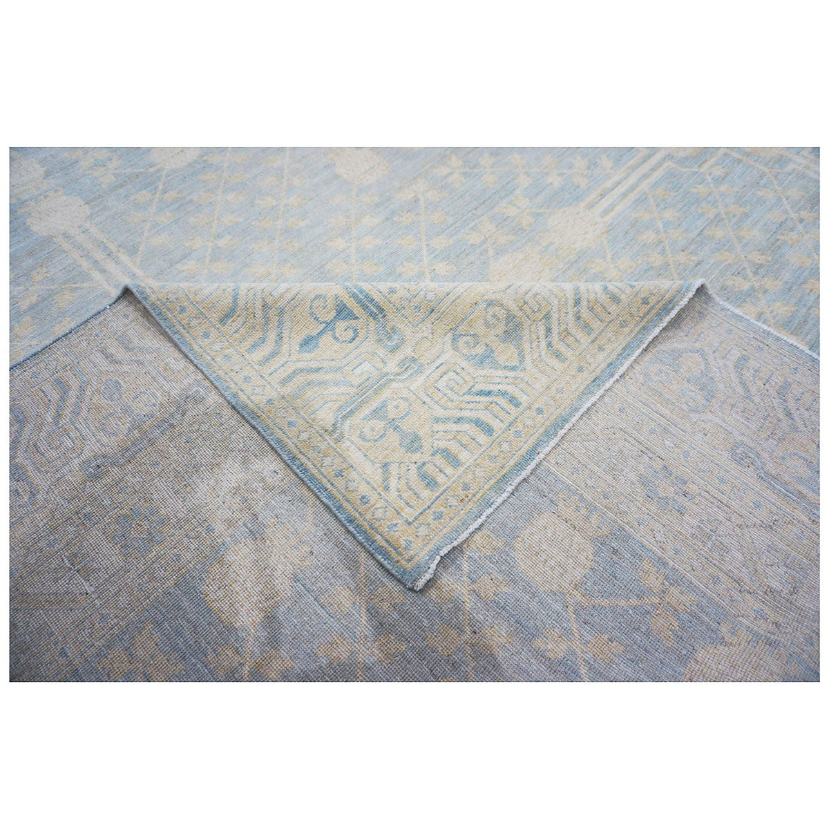 Afghan Khotan 11X14 Ivory & Blue Handmade Area Rug #1142201 image 10