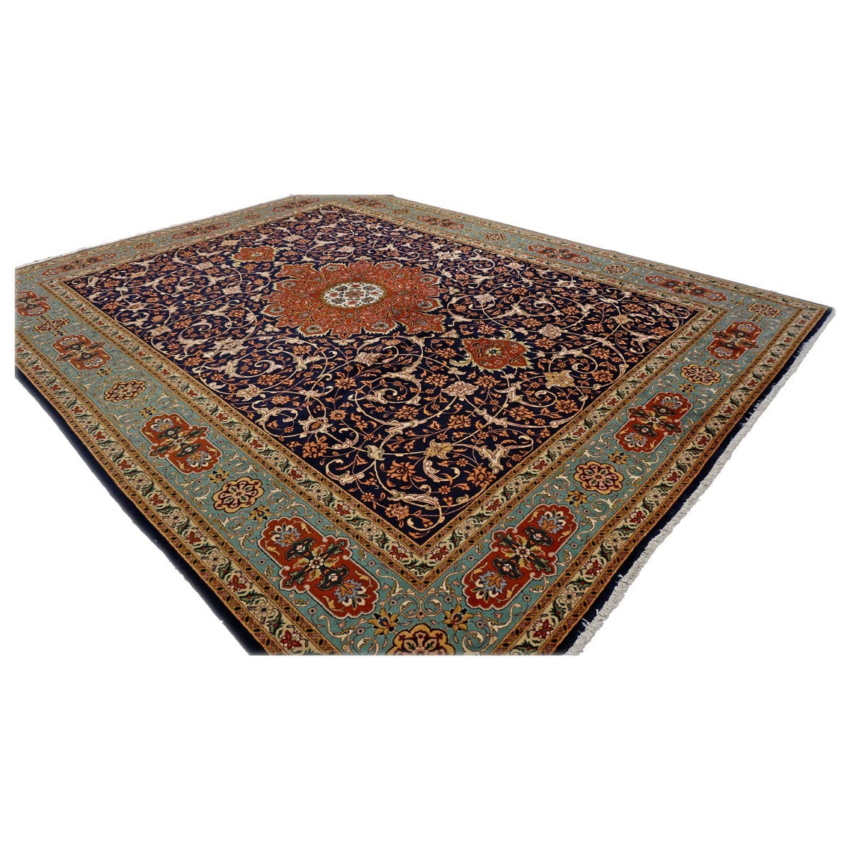 Vintage Persian Tabriz 10X13 Navy Area Rug #9902146 image 4