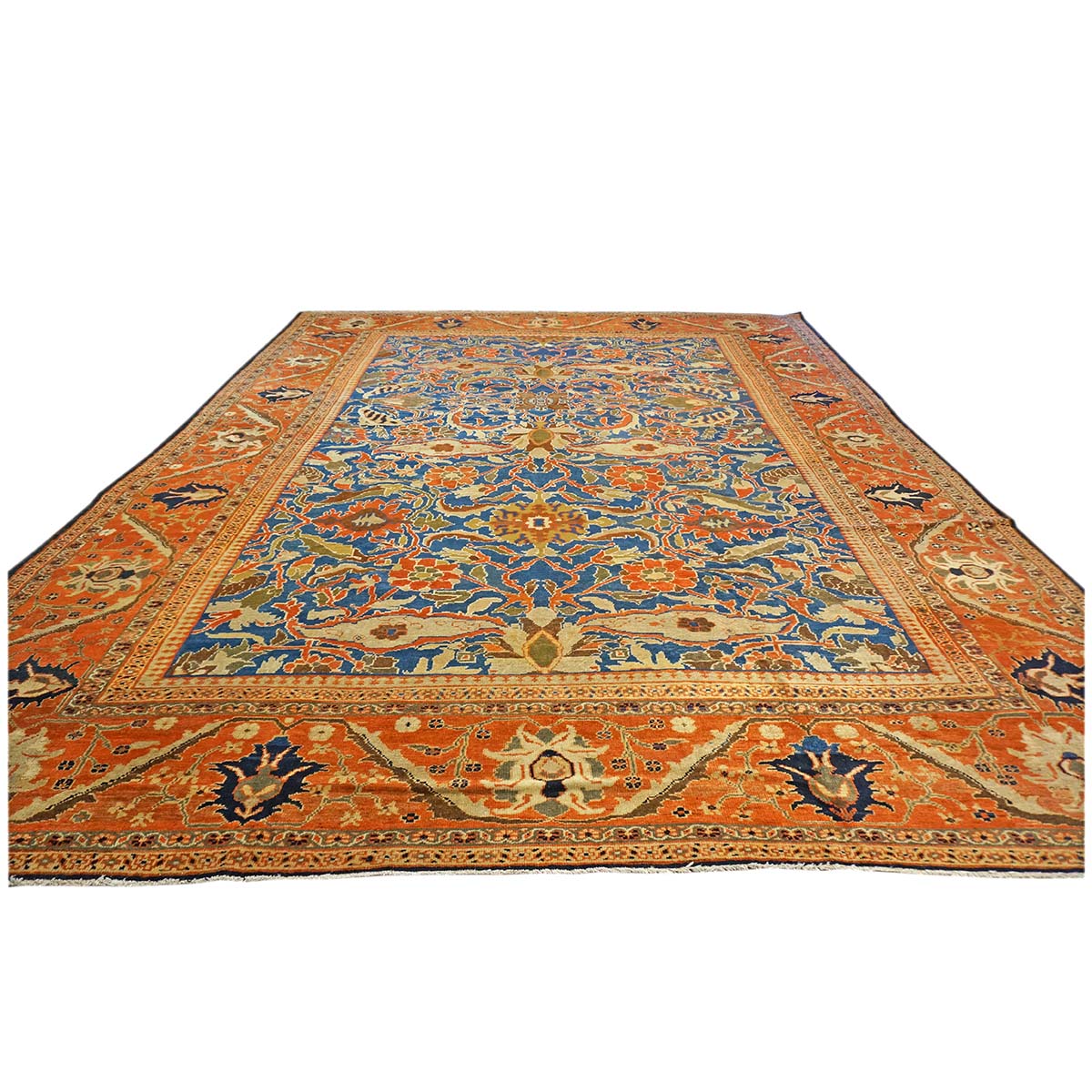 Antique Persian Ziegler Sultanabad 12x15 Orange & Blue Area Rug #1143805 image 3