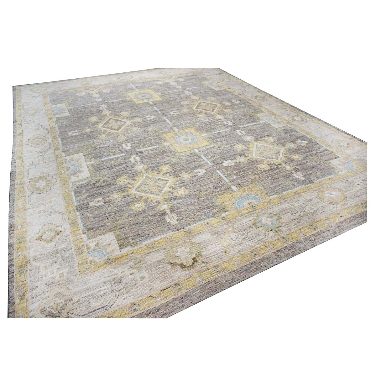 Turkish Oushak 10x13 Taupe, Ivory, & Yellow Handmade Area Rug #1144067 image 4