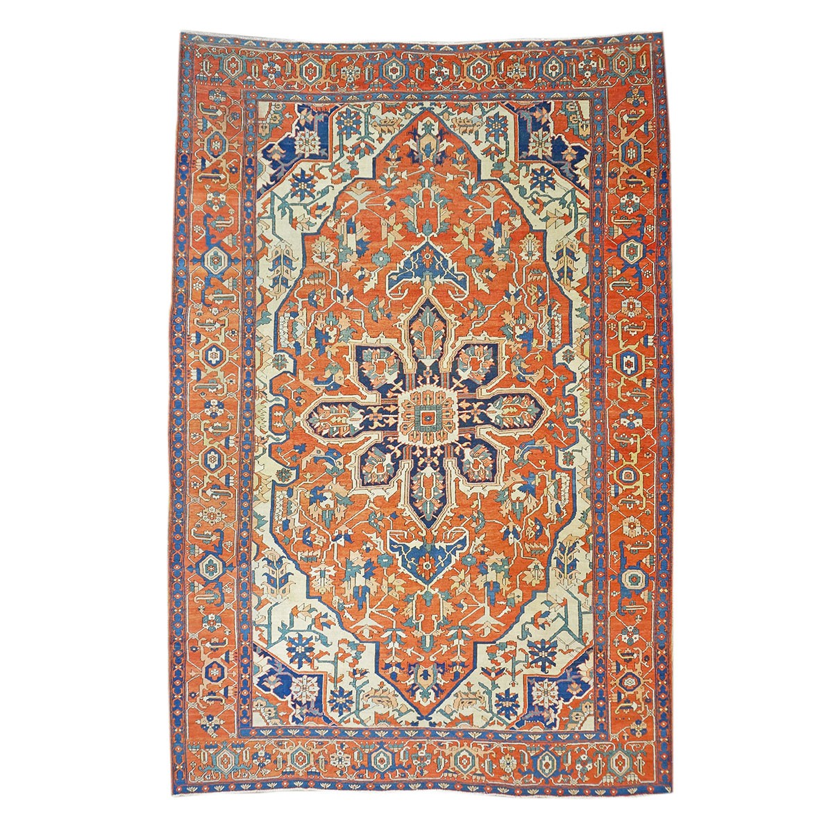 Antique Persian Serapi 10x15 Rust & Navy Handmade Area Rug #1140796 image 0
