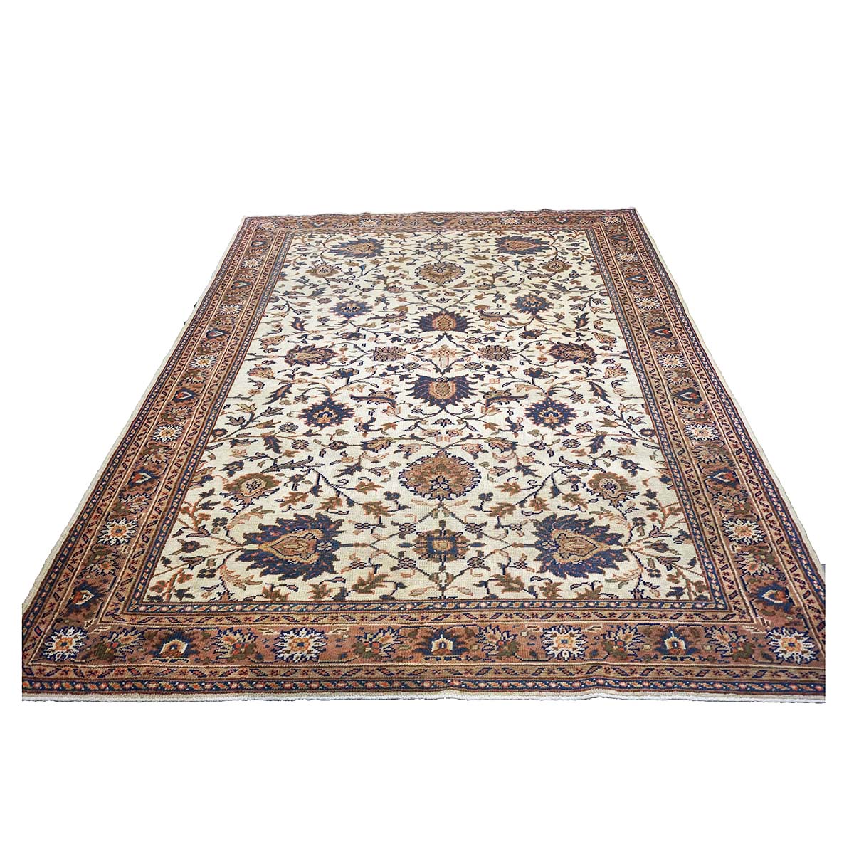 Antique Persian Mahal 7x10 Ivory, Tan, & Blue Handmade Rug #1142818 image 1