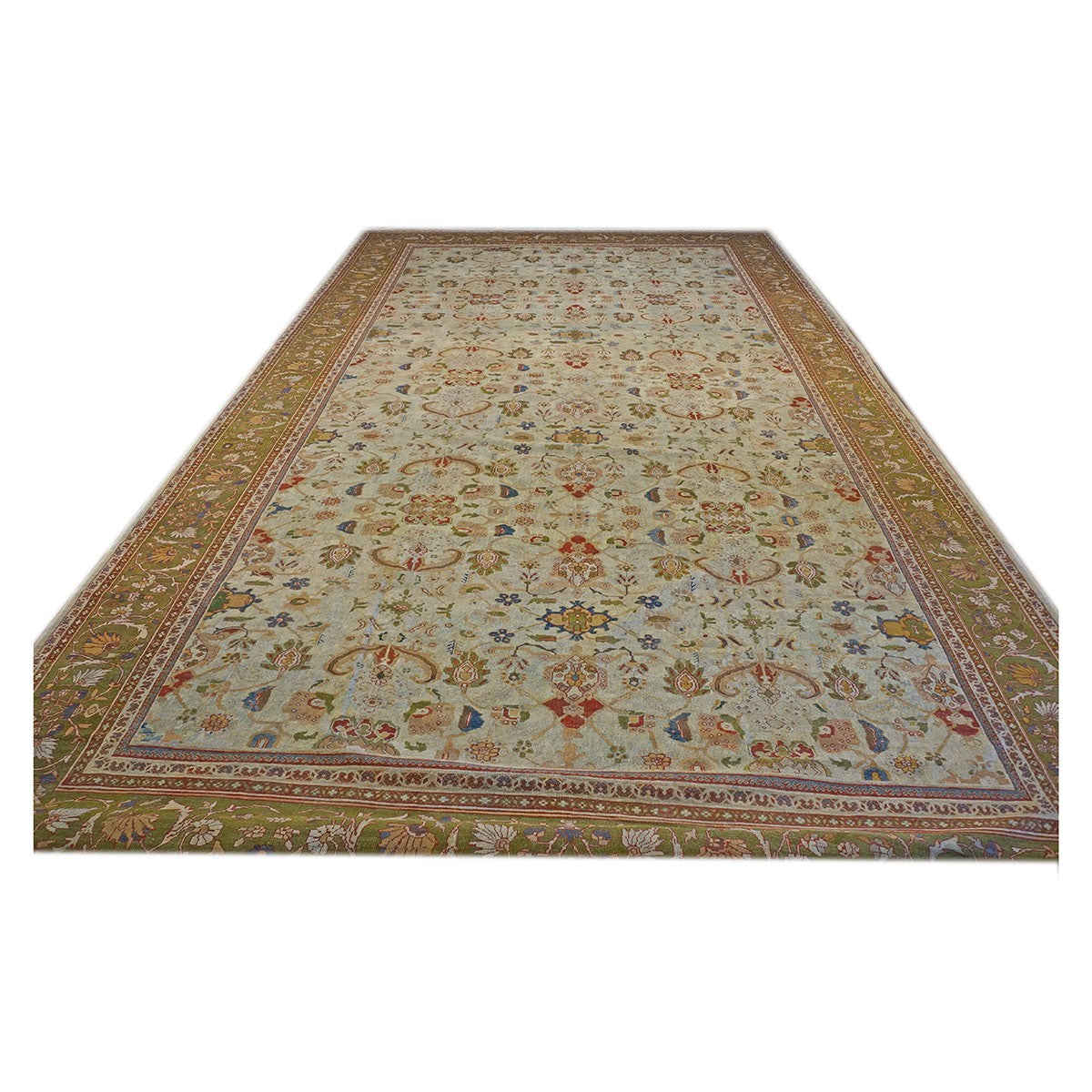 19th Century Antique Sultanabad Soft Green and Blues  Oversized Persian Rug #1140516 image 1