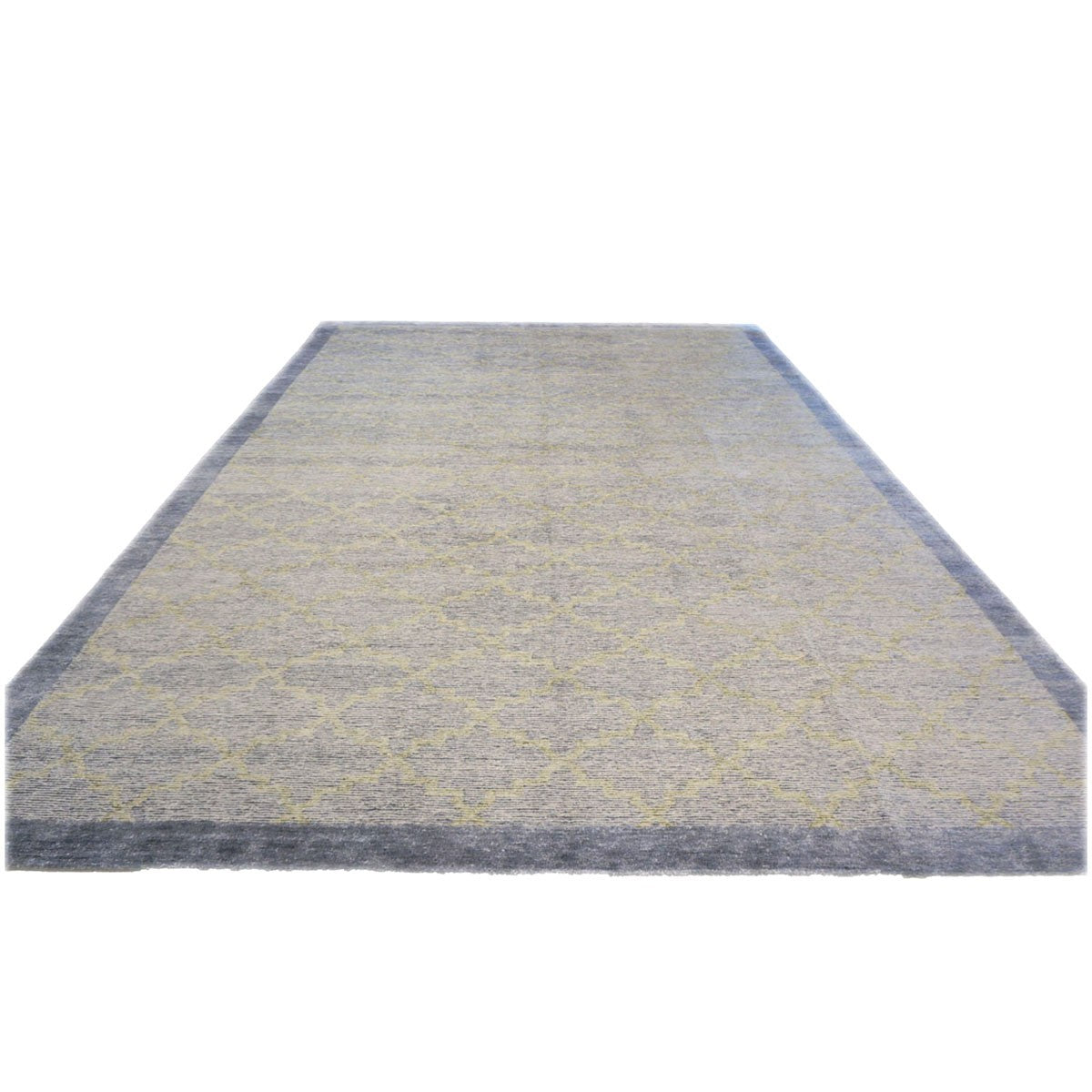 Nepalese Modern Wool & Silk 10X14 Slate Blue & Light Green Handmade Area Rug #1143599 image 6