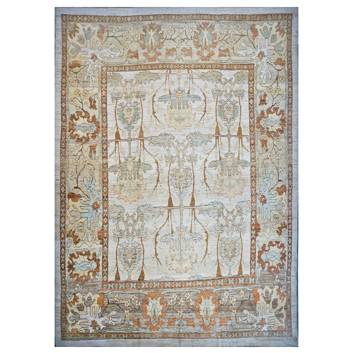 Turkish Oushak 13x18 Ivory, Tan, & Rust Handmade Area Rug #1140073 image 0