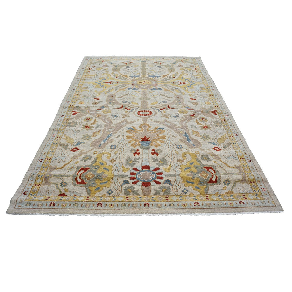 21st Century Sultanabad 6x9 Ivory & Gold  Handmade Area Rug #9902774 image 4
