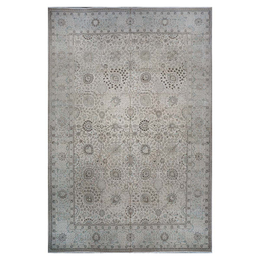 Antique Persian Tabriz 12X19 Bone & Grey Handmade Area Rug #1140574 image 0