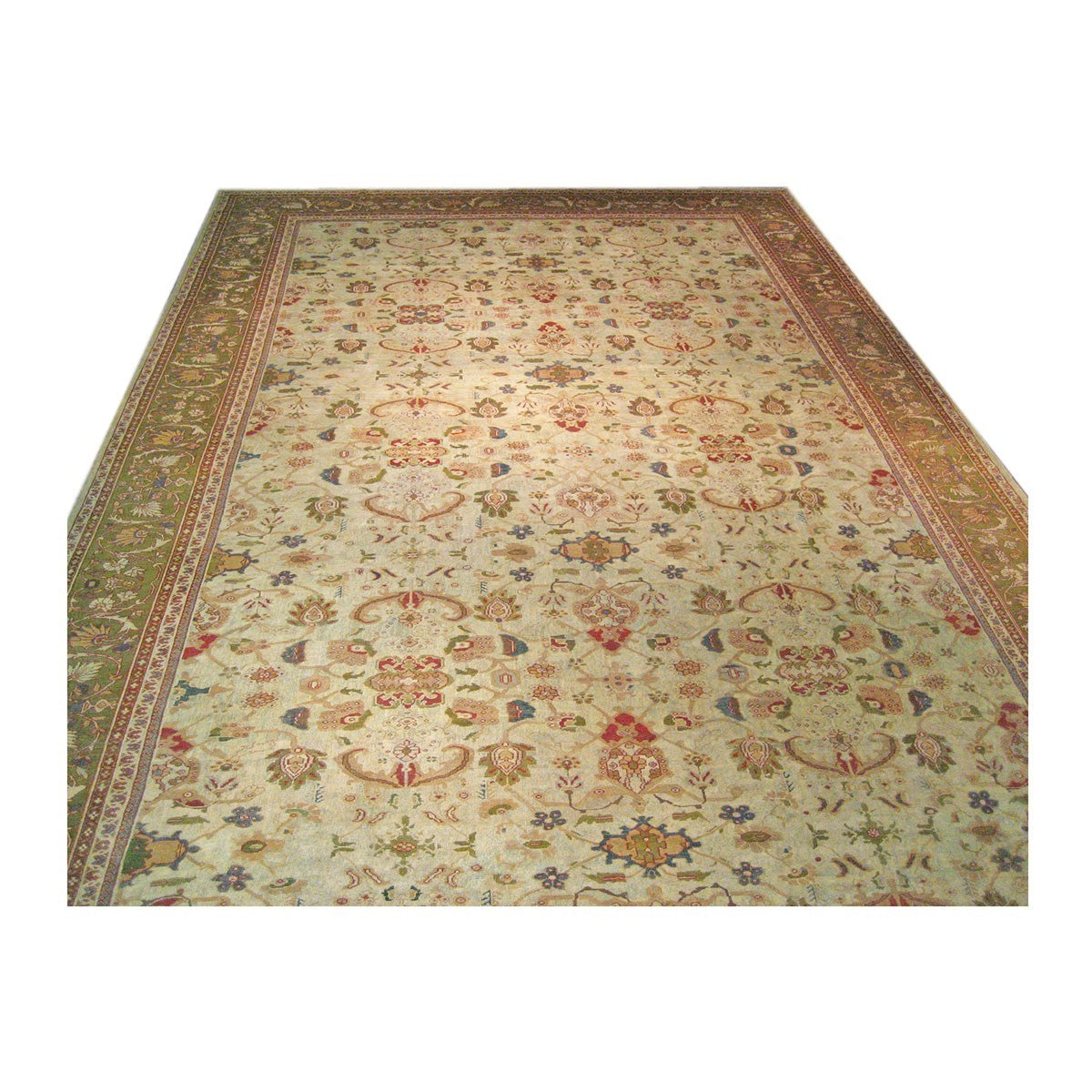 19th Century Antique Sultanabad Soft Green and Blues  Oversized Persian Rug #1140516 image 3