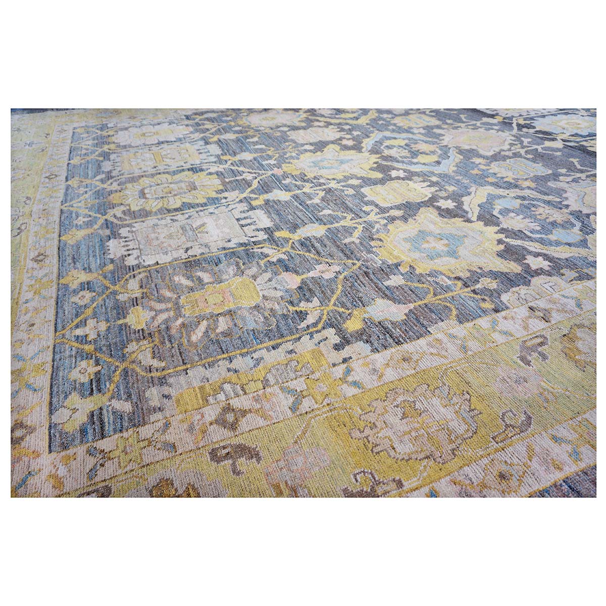 21st Century Turkish Oushak 14X20 Slate Blue, Gray & Ivory Handmade Area Rug #1144091 image 3