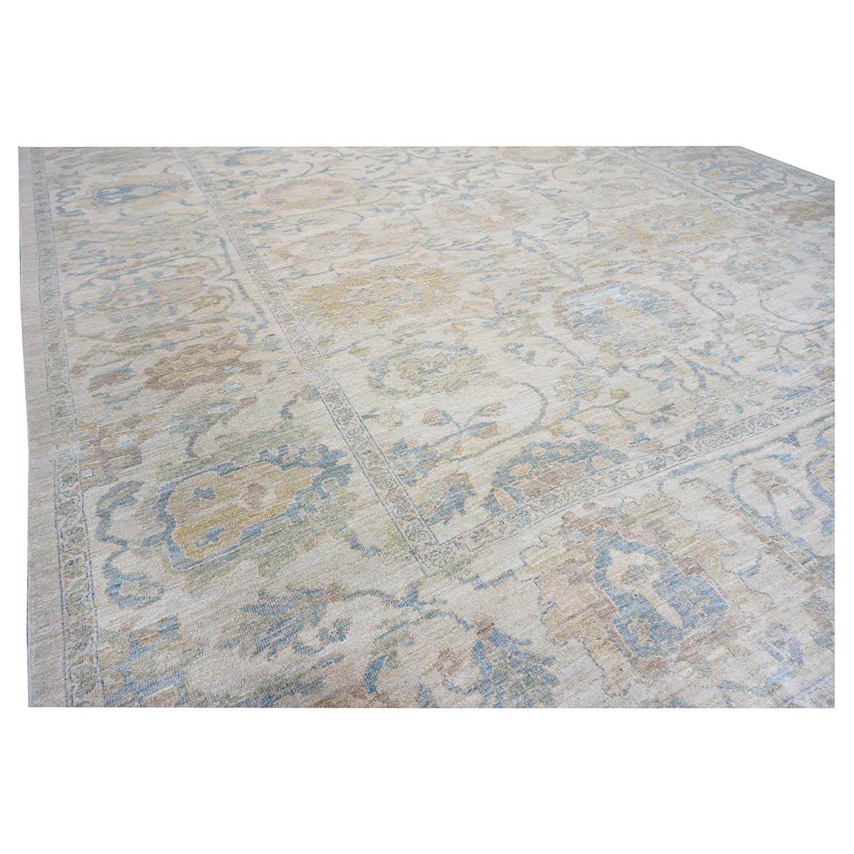 21st Century Persian Sultanabad 12x14 Ivory & Tan Handmade Area Rug #1142482 image 5