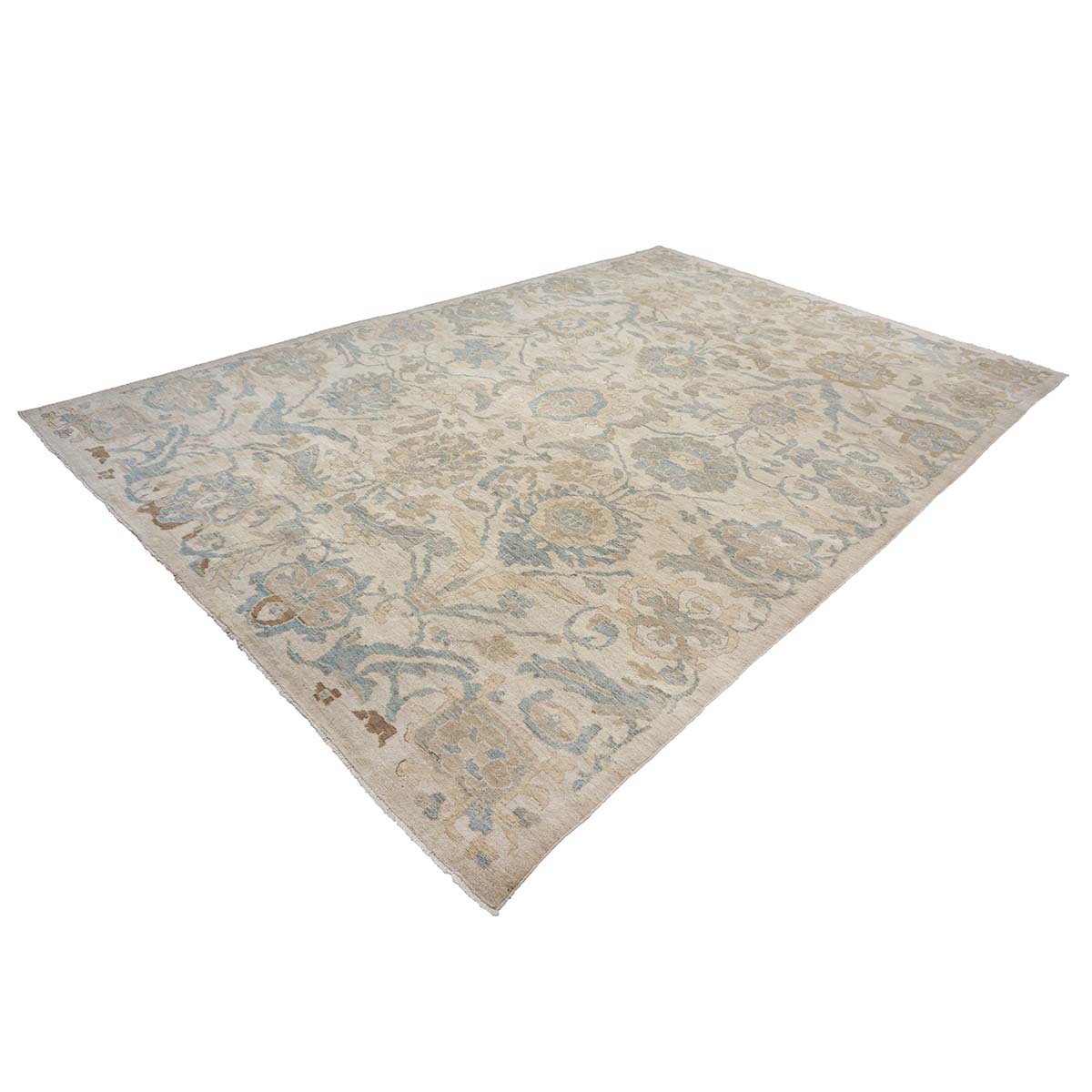 21st Century Persian Sultanabad 10x14 Ivory, Tan & Blue Handmade Area Rug #1141086 image 2