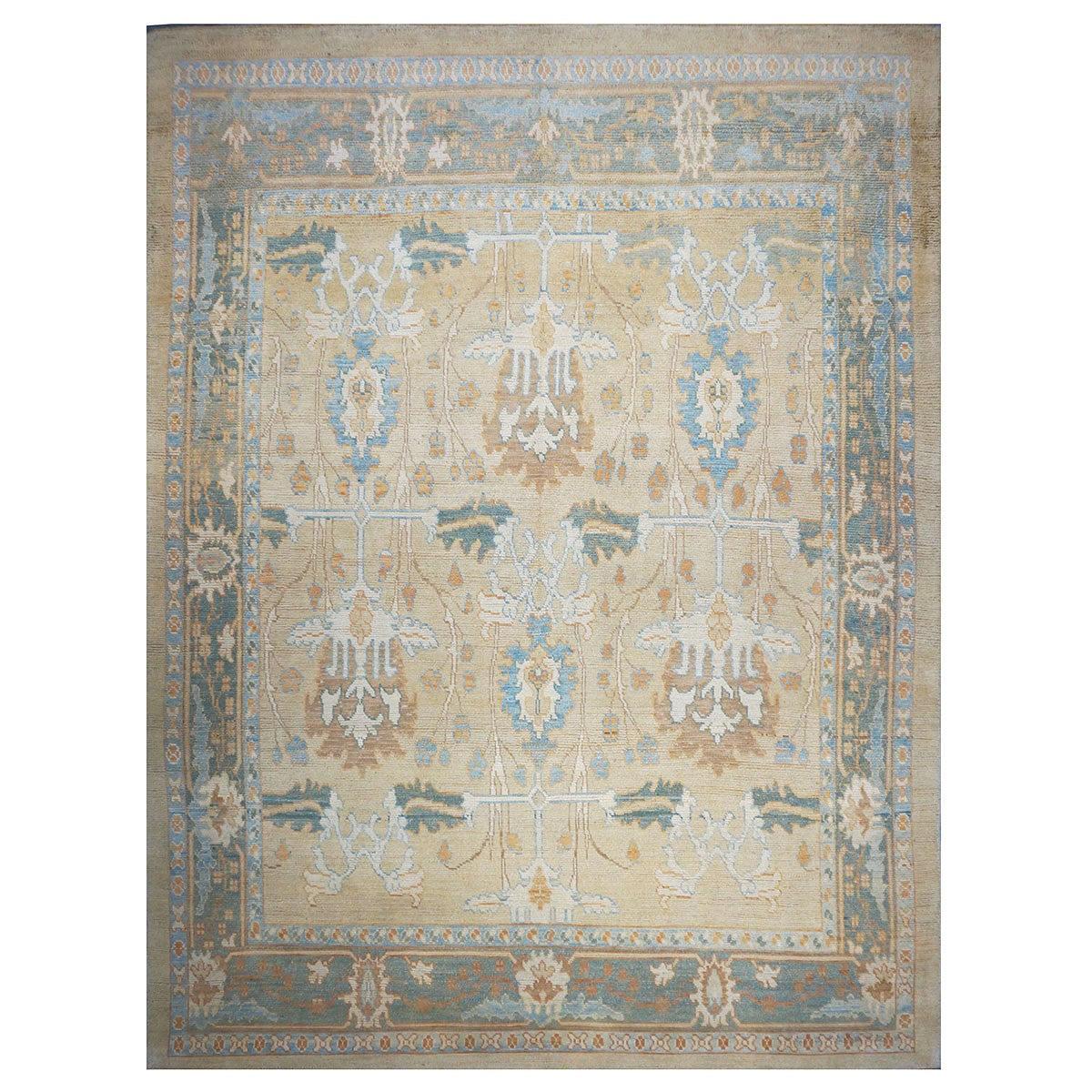 Turkish Donegal 11X15 Tan and Blue Handmade Area Rug #1140234 image 0