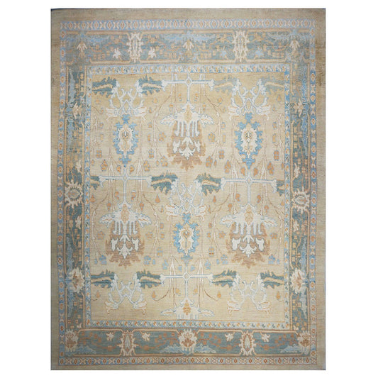 Turkish Donegal 11X15 Tan and Blue Handmade Area Rug #1140234 image 0