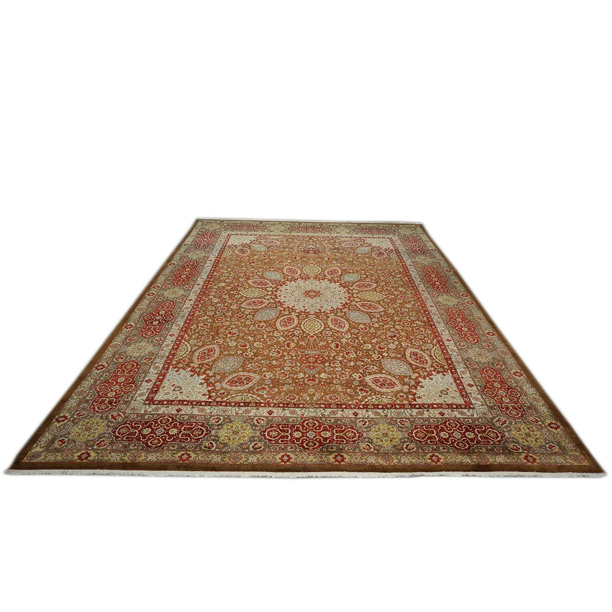 Antique Persian Tabriz 10X14 Brown, Red, & Dark Green Area Rug #9902148 image 1