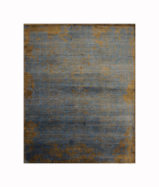 Area Rugs: #9902329 Modern Wool and Silk 8 x 10 Indo Nepal Charcoal Rug image 0