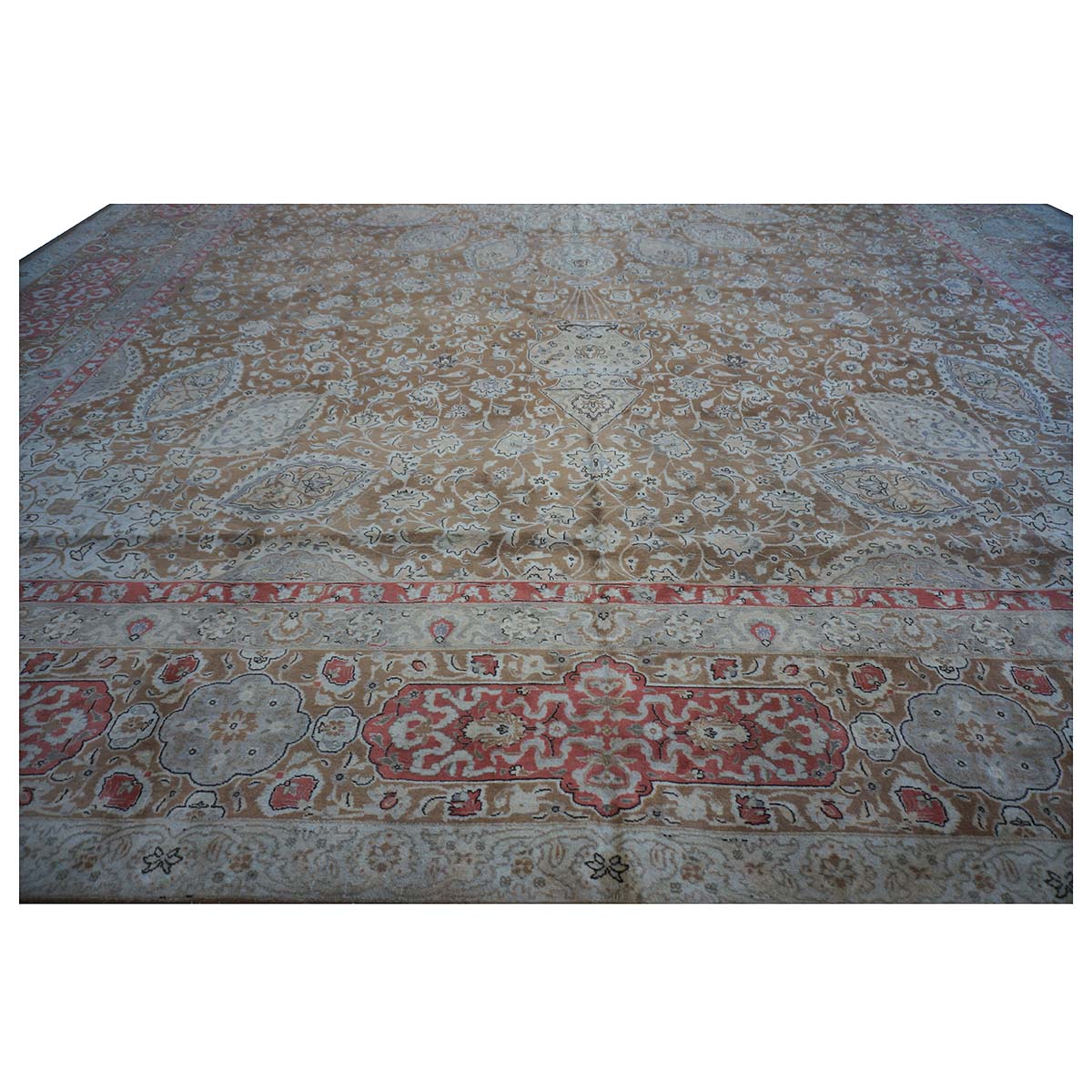 Antique Persian Tabriz 13X20 Brown & Salmon Oversized Area Rug #9902107 image 10