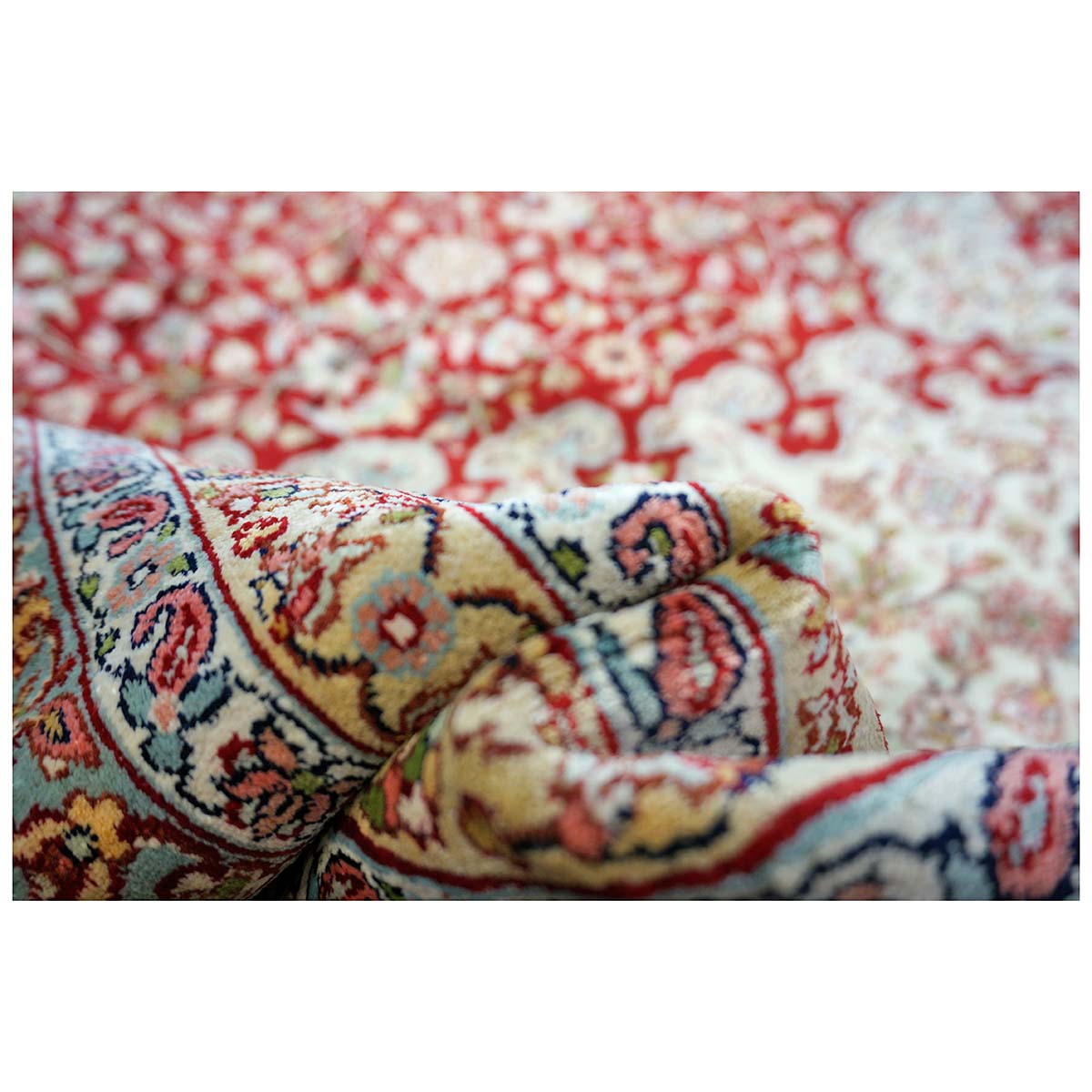 Vintage Kashmiri All Silk Red 9x12 Handmade Area Rug #1144057 image 4